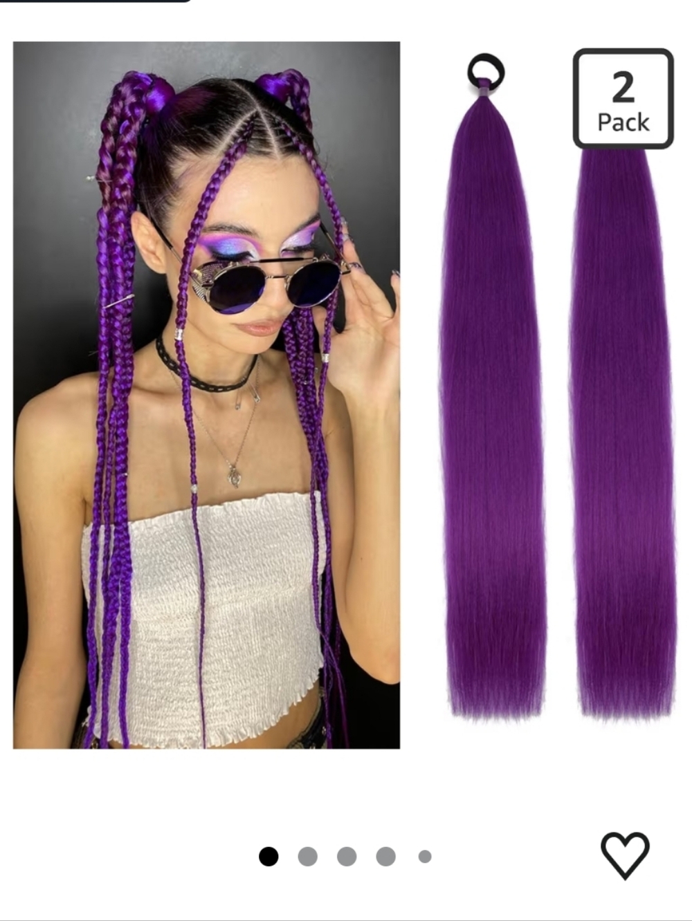 Braid Ponytail Extension 26Inch Purple